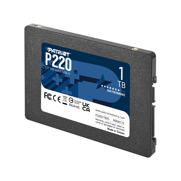 SSD PATRIOT 1TB P220 2.5" SATA3 READ:550MB/WRITE:500 MB/S - P220S1TB25 - Disponibile in 3-4 giorni lavorativi