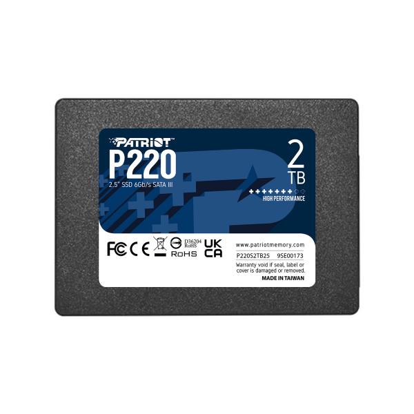 SSD PATRIOT 2TB P220 2.5" SATA3 READ:550MB/WRITE:500 MB/S - P220S2TB25 - Disponibile in 3-4 giorni lavorativi