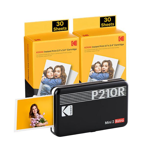 Kodak Mini 2 Retro P210R Stampante Fotografica BT +60 Fogli Black - Disponibile in 2-3 giorni lavorativi Kodak