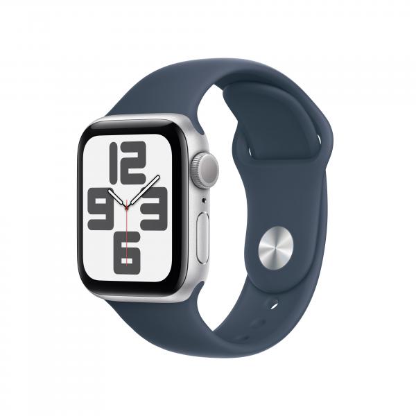 Apple Watch SE 2023 40mm Aluminium Silver Sport Band Storm Blue M/L MRE23QL/A - Disponibile in 2-3 giorni lavorativi