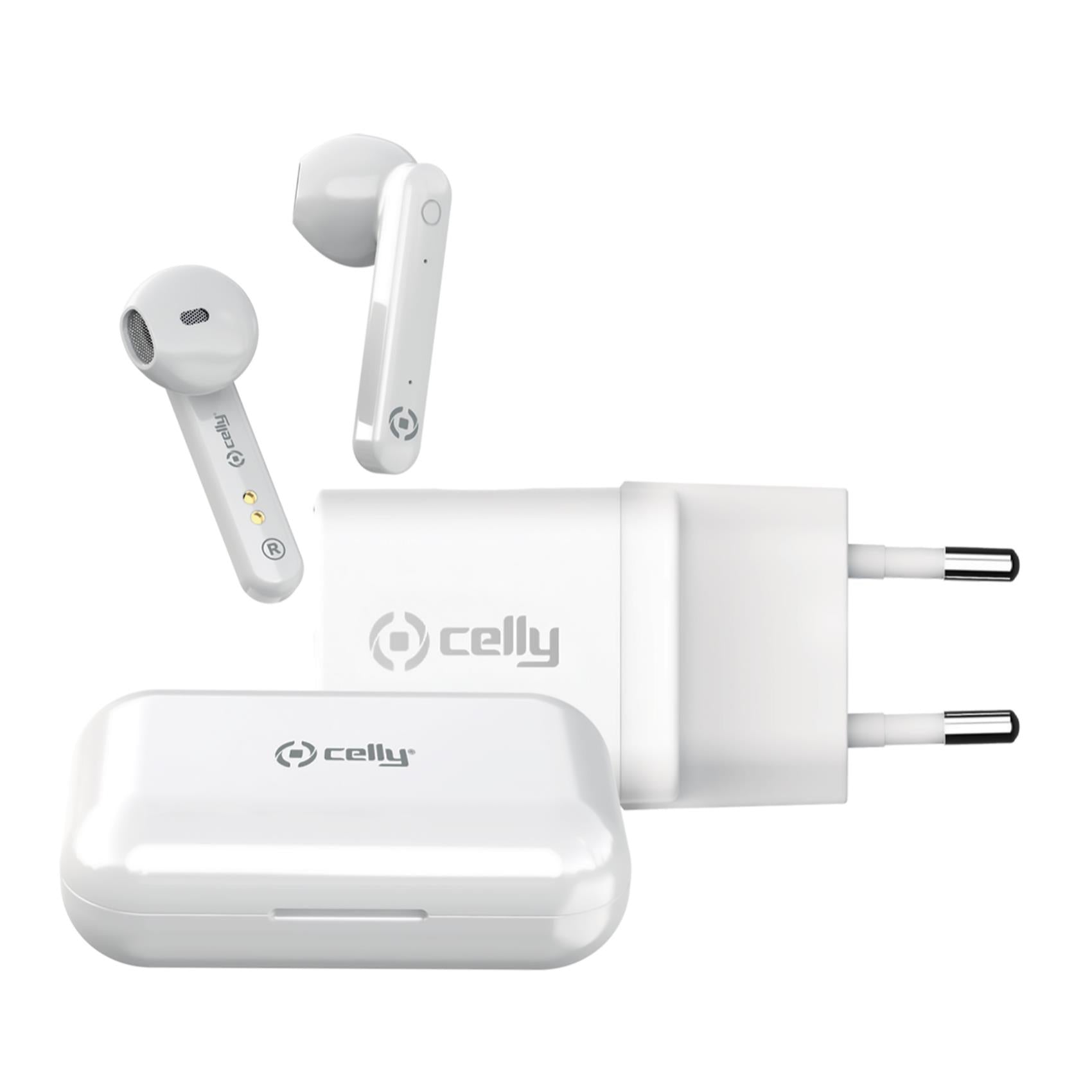 CELLY - NEW GENERATION KIT - POWER DELIVERY 20W + WIRELESS EARPHONES WHITE GED