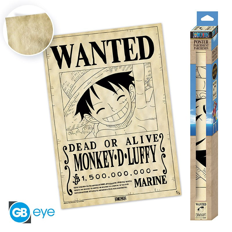 ABYSTYLE ONE PIECE - Poster pergamena (66x46): "Wanted Luffy - Disponibile in 2/3 giorni lavorativi Abystyle