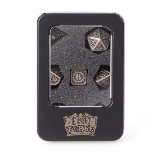 EPIC FORGE 7 metal dice set 14mm (metal box) - Gear Silver - Disponibile in 2/3 giorni lavorativi Trade Invaders