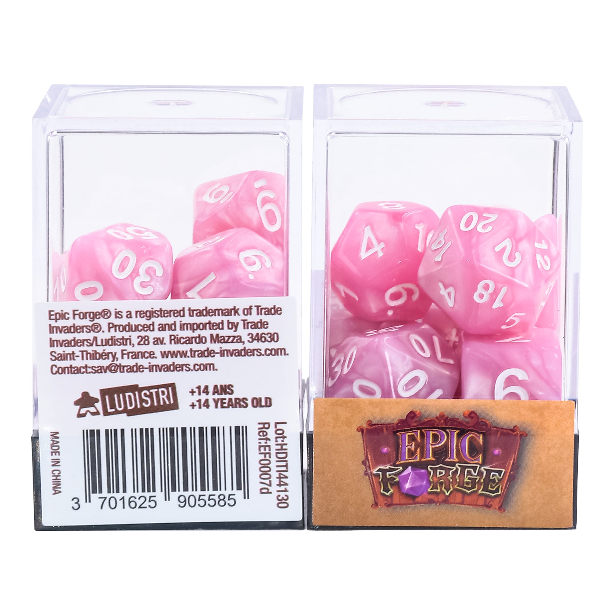 EPIC FORGE 7 dices pack - Pearly Pink Trade Invaders