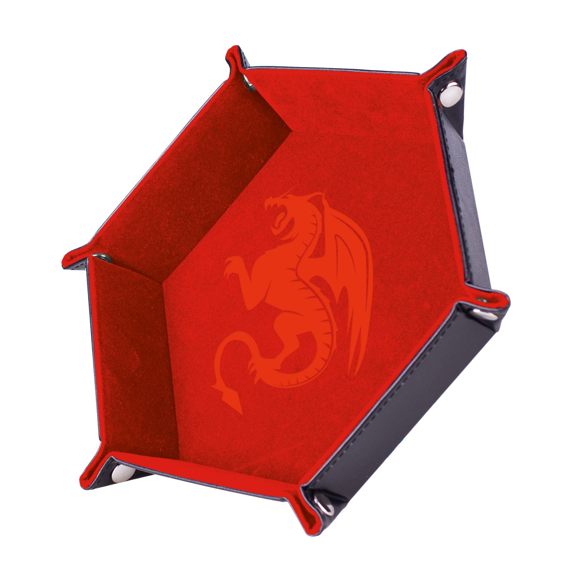 EPIC FORGE Dice tray - Red Dragon - 19 x 19 cm - Velvet and Leather Trade Invaders