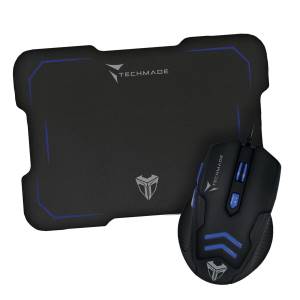 Techmade Kit Mouse USB + Tappetino Gaming Blu Techmade
