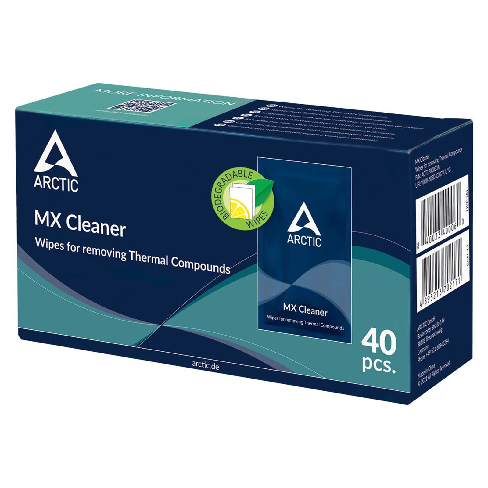 ARCTIC MX Cleaner Salviettine Detergenti per Pulizia Pasta Termica (Pacco da 40 Salviettine) GameSIDE&Tech