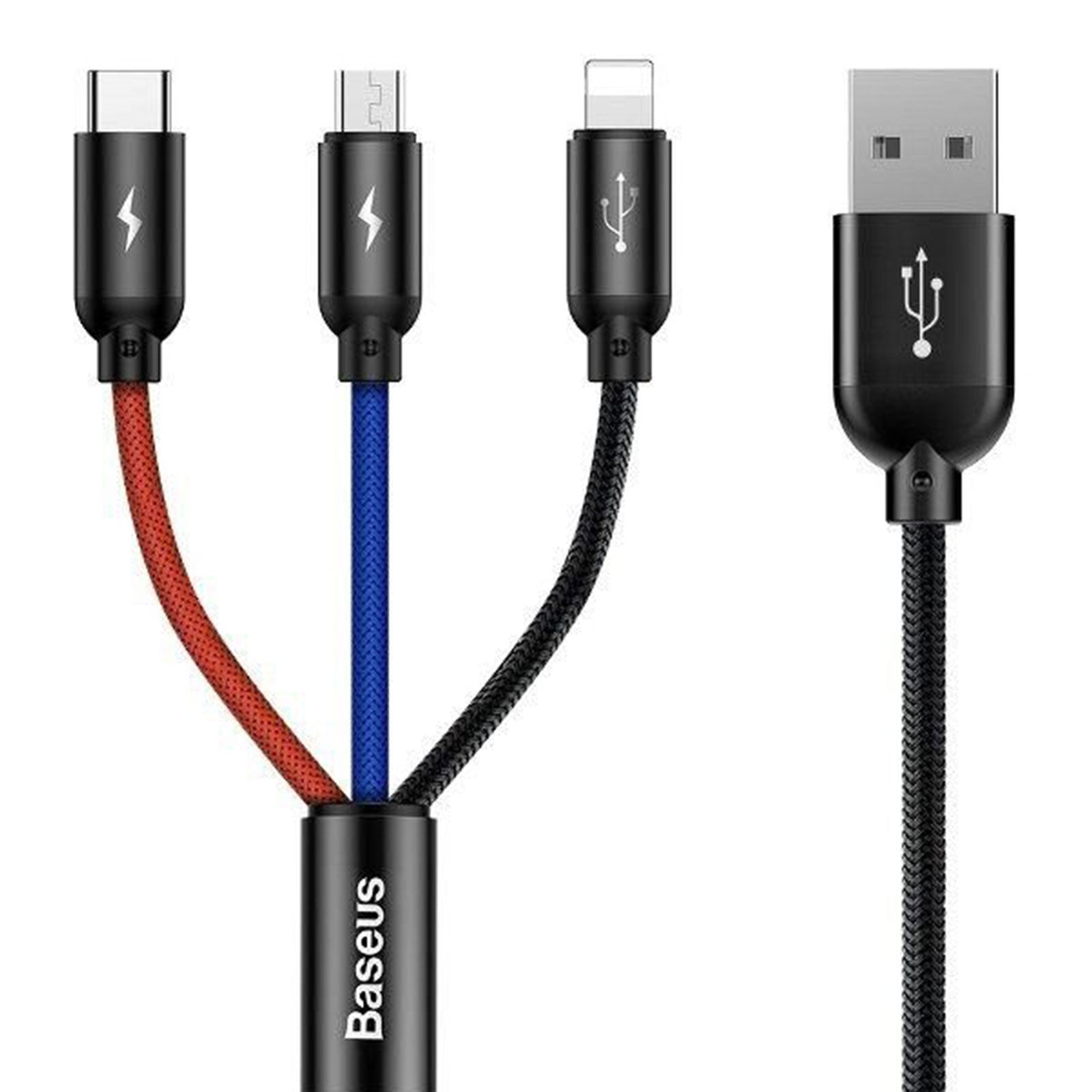 Baseus CAMLT-BSY01 Cavo USB 3 in 1 USB Type-C Lightning micro USB 3.5A 1,2 metri GameSIDE&Tech