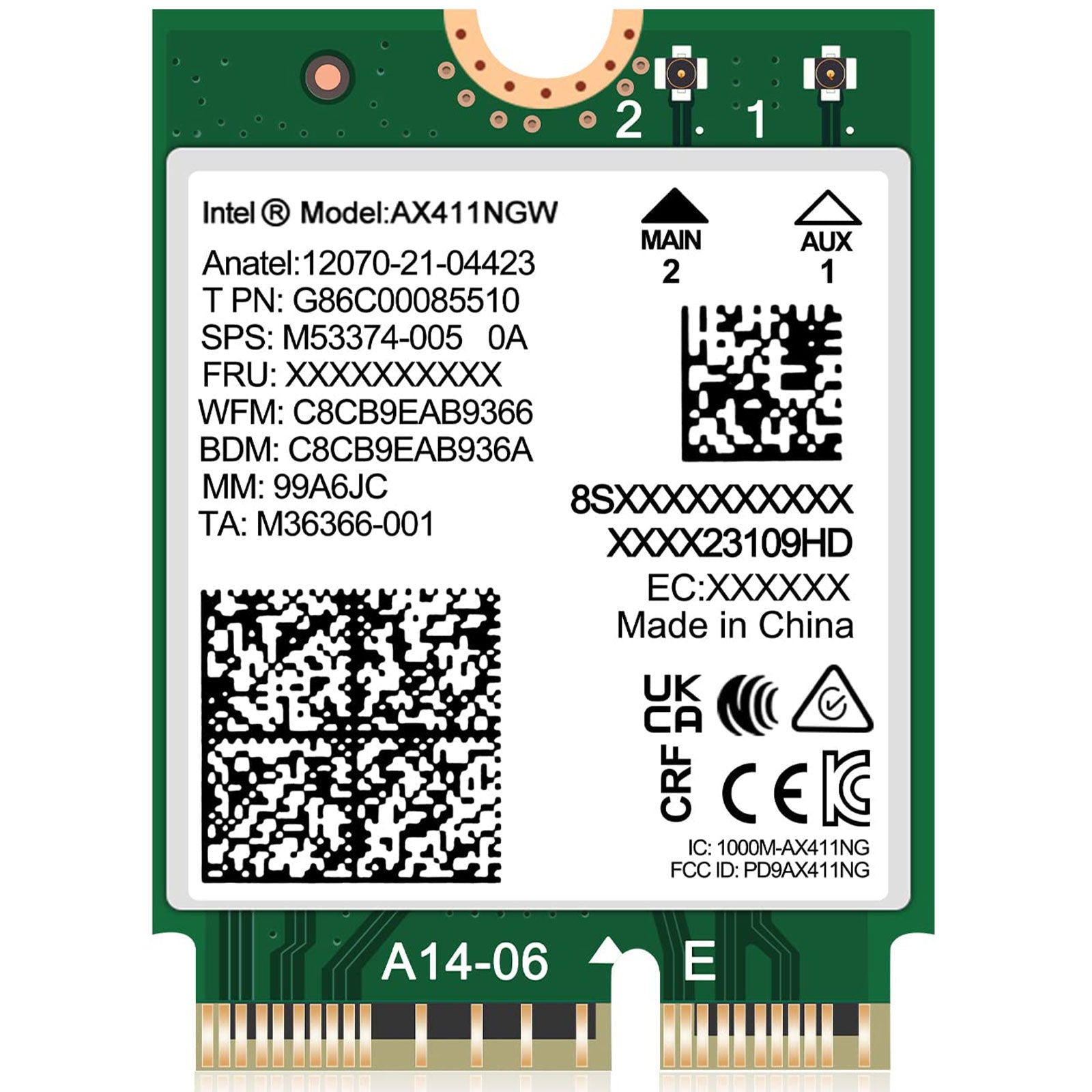 Intel AX1690i Scheda M.2 Adattatore di Rete Wireless Wi-Fi 6E Bluetooth (per notebook) GameSIDE&Tech