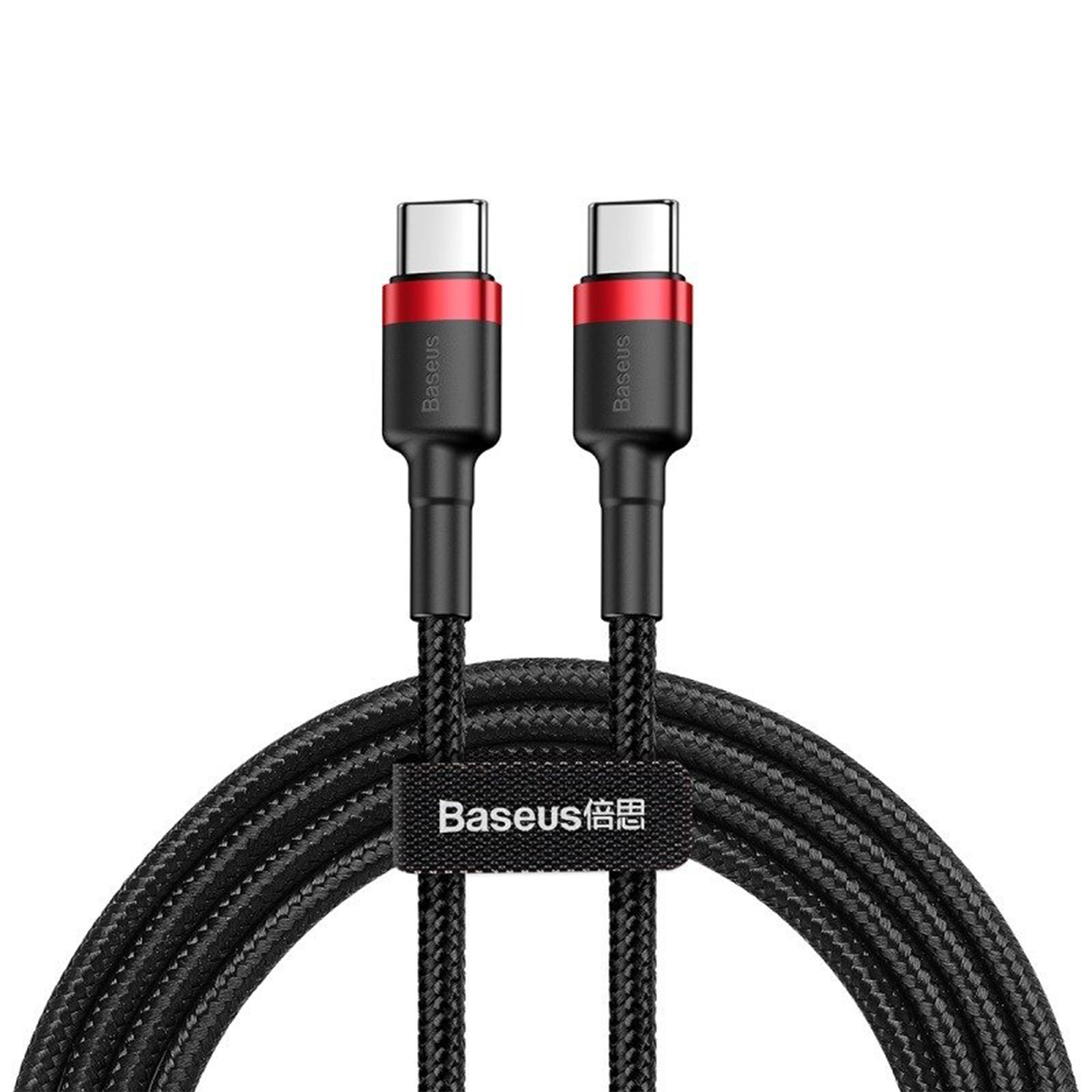 Baseus CATKLF-H91 Cavo USB Type-C a USB Type-C Quick Charge 3.0 60W 2 Metri Rosso e Nero - Disponibile in 2-4 giorni lavorativi GameSIDE&Tech