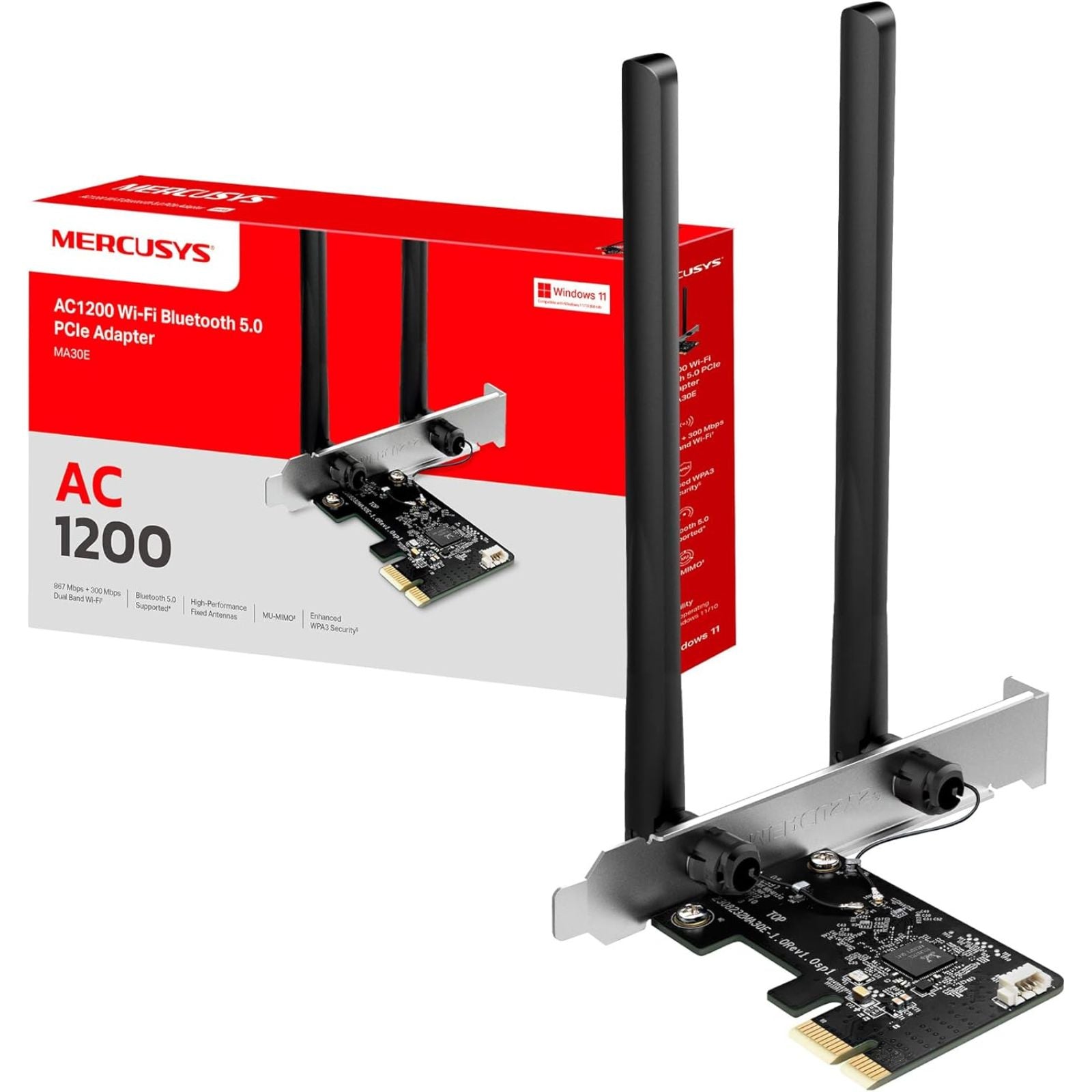 Mercusys TP-Link MA30E Adattatore PCIe Dual Band Wi-Fi AC1200Mbps, Bluetooth 5.0, Due Antenne ad Alte Prestazioni - Disponibile in 2-4 giorni lavorativi GameSIDE&Tech