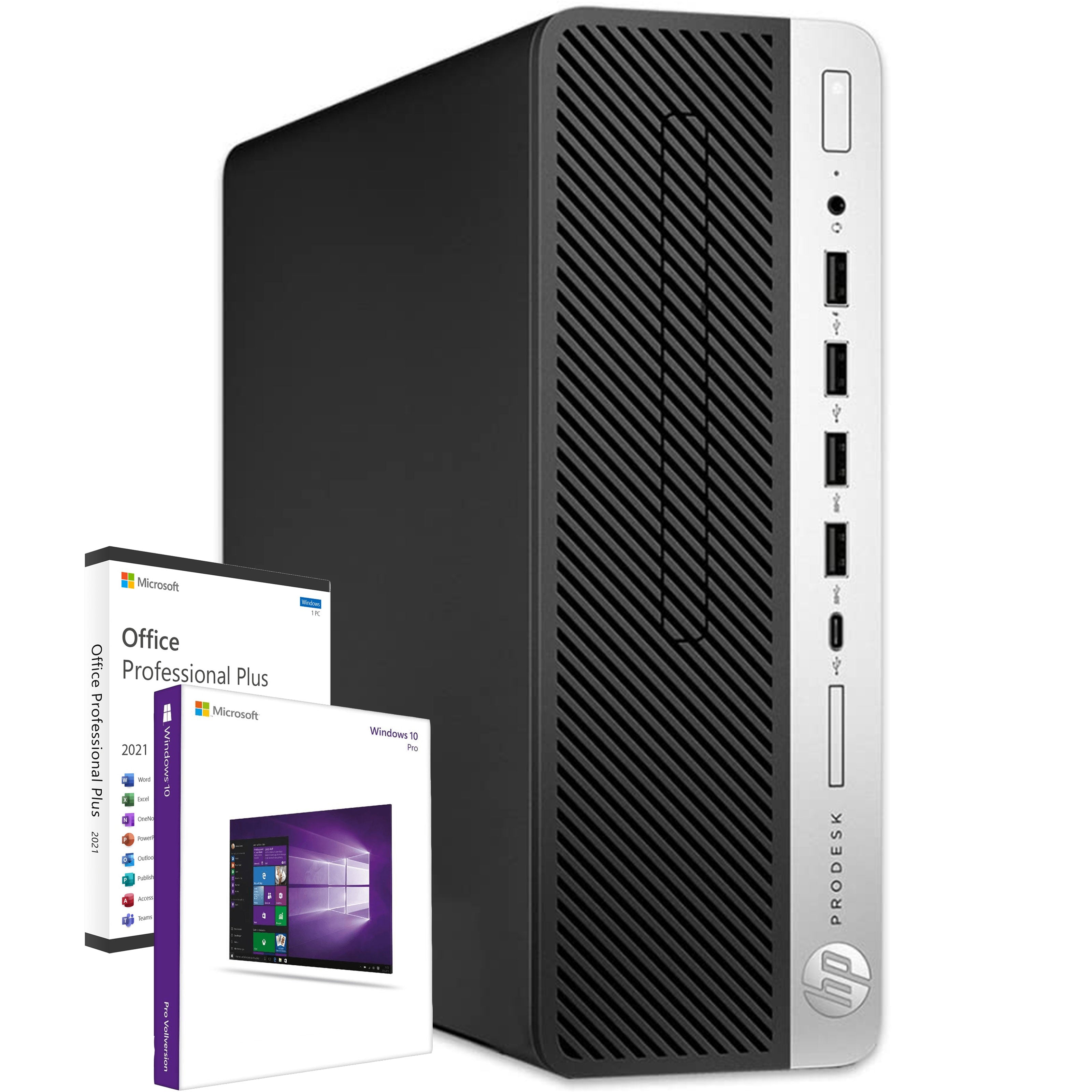HP ProDesk 600 G3 SFF Computer Intel i5-7400T Ram 8GB SSD 240GB Win 10 Pro Office 2021 (Ricondizionato Grado A) - Disponibile in 2-4 giorni lavorativi GameSIDE&Tech