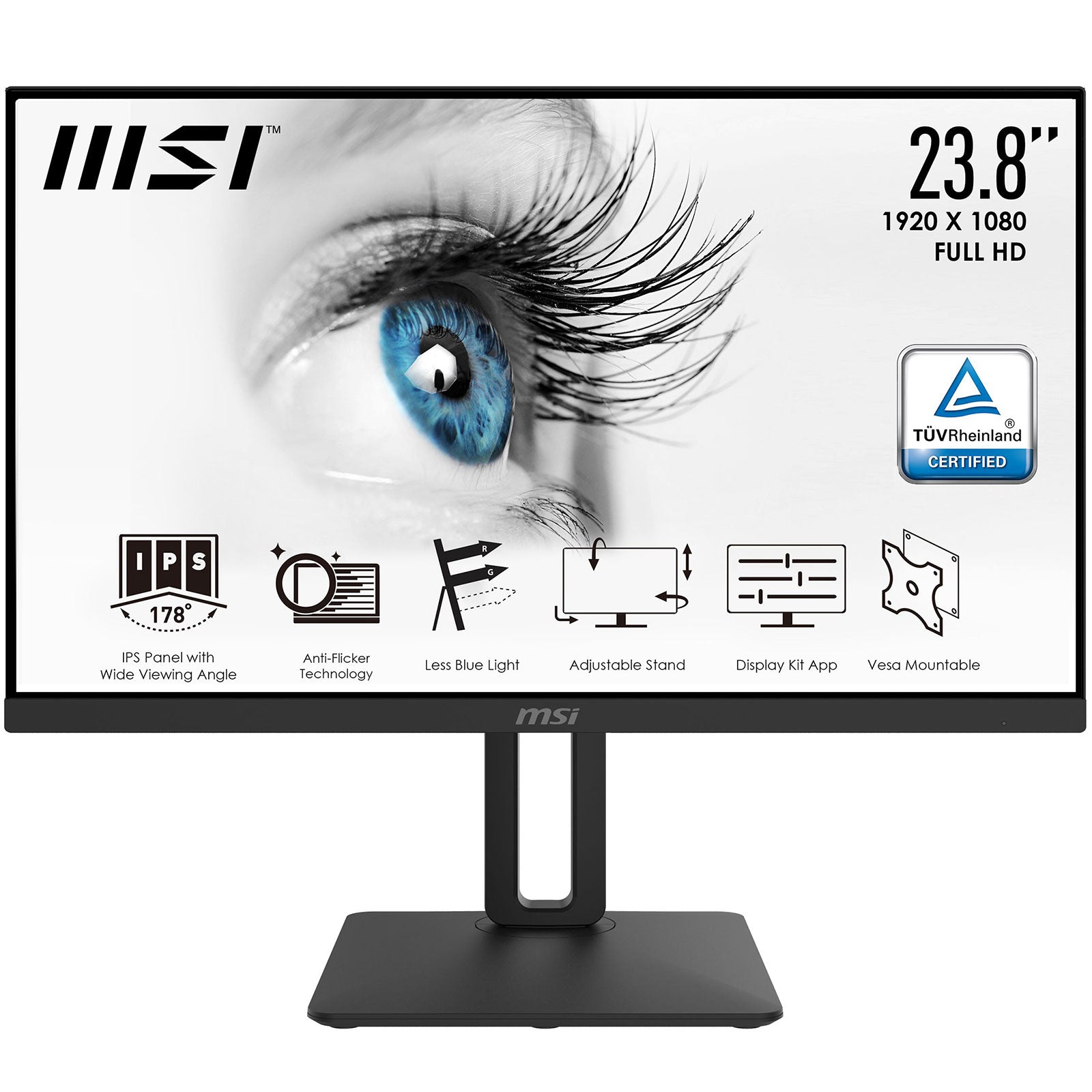 MONITOR MSI LED 23.8" Wide PRO MP2412 VA 100Hz 1920X1080 1ms 250cd/mq 1000:1 HDMI DP - Disponibile in 2-4 giorni lavorativi MSI