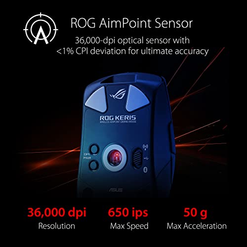 Asus ROG Keris Wireless AimPoint Mouse Ottico 16000DPI 7 Pulsanti USB/Wireless/BT ASUS