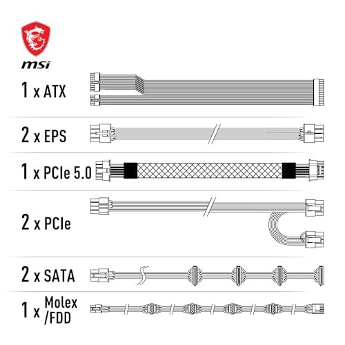 MSI MAG A850GL PCIE5 850W Modulare 80+ Gold Attivo PFC ATX 3.0 MSI Microstar