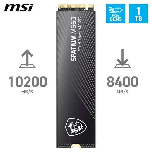 MSI Spatium M560 SSD 1TB M.2 NVMe PCIe 5.0 10200/8400 MB/s MSI Microstar
