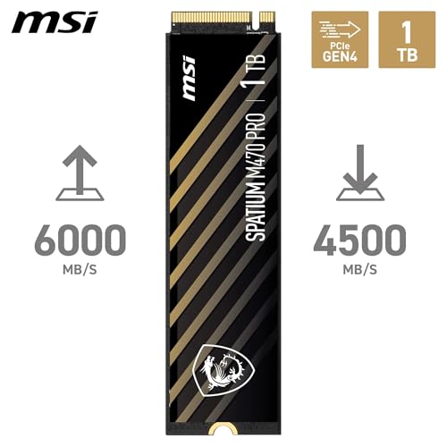 MSI Spatium M470 PRO SSD 1TB M.2 NVMe PCIe 4.0 6000/4500 MB/s MSI Microstar