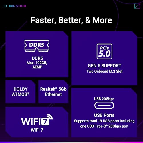 ASUS ROG STRIX B850-F Gaming Wi-Fi AMD B850 4*DDR5 4*M.2 2*SataIII AM5 HDMI/DisplayPort ATX ASUS