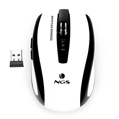 NGS Flea Advanced RF Mouse Wireless Ottico 1600DPI 6 Tasti Nero/Bianco NGS
