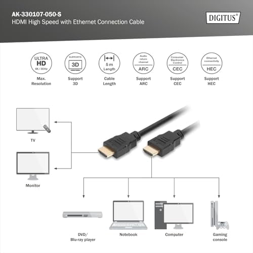 Digitus Cavo HDMI Tripla Schermatura 5m certificati 4k DIGITUS