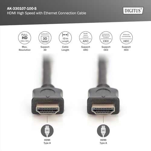 Digitus Cavo HDMI 3D Tripla schermatura 10m certificati 4k DIGITUS