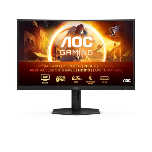 AOC C27G4ZXU Monitor Curvo 27" VA 280Hz Full HD 0,3ms Multimediale Hub USB 2*HDMI/DisplayPort AOC