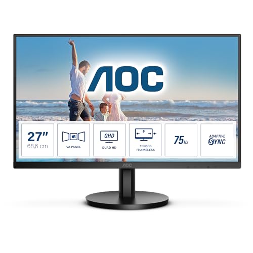AOC Q27B3MA Monitor 27" 75Hz MVA QHD 4ms A-Sync Multimediale HDMI/DP - Disponibile in 2-4 giorni lavorativi AOC