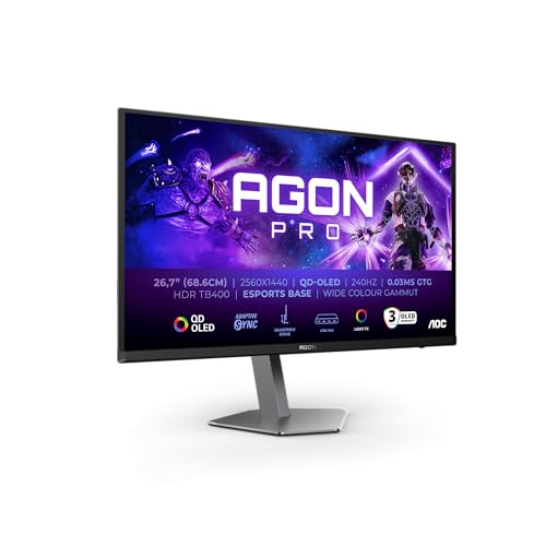 AOC Agon Pro AG276QZD2 Monitor 26,7" QD-OLED 240Hz QHD 0,03ms Multimediale Pivot Hub USB 2*HDMI/2*DisplayPort - Disponibile in 2-4 giorni lavorativi AOC
