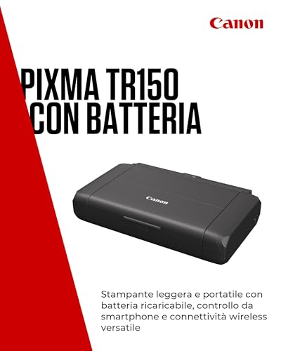 Canon Pixma TR150 Stampante Portatile InkJet a Colori A4 Wi-Fi 9ppm CANON