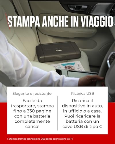 Canon Pixma TR150 Stampante Portatile InkJet a Colori A4 Wi-Fi 9ppm CANON
