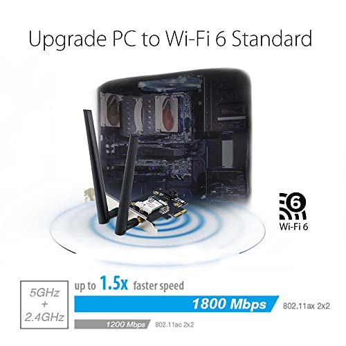 ASUS PCE-AX1800 Scheda di rete Wi-Fi/Bluetooth Wireless AX Dual Band 1800Mbps PCI Ex 1x - Disponibile in 2-4 giorni lavorativi ASUS
