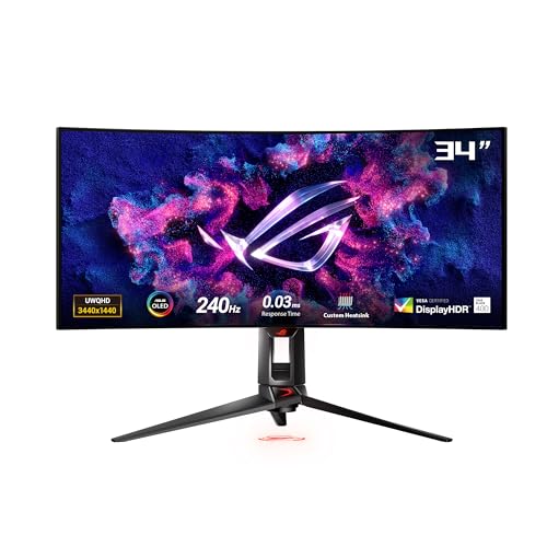 Asus ROG Swift OLED PG34WCDM Monitor Curvo 34" 240Hz UWQHD 0,03ms HDR HUB USB 2*HDMI/DisplayPort - Disponibile in 2-4 giorni lavorativi ASUS