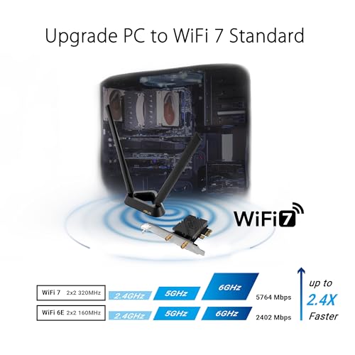 ASUS PCE-BE92BT Scheda di Rete Wi-Fi/Bluetooth Wireless BE Tri-Band 5764Mbps PCI-E - Disponibile in 2-4 giorni lavorativi ASUS