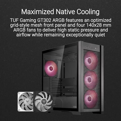 Asus TUF Gaming GT302 ARGB Black Mid Tower No-Power Vetro Temperato E-ATX/ATX/mATX/minITX ASUS