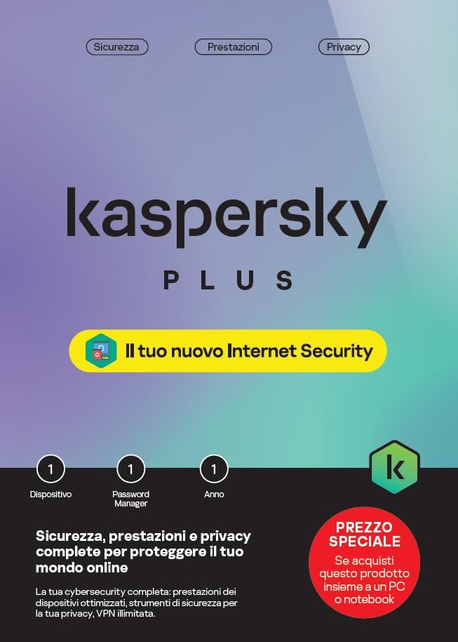 Kaspersky Plus per 1 Dispositivo - 1 Anno - Disponibile in 2-4 giorni lavorativi KASPERSKY