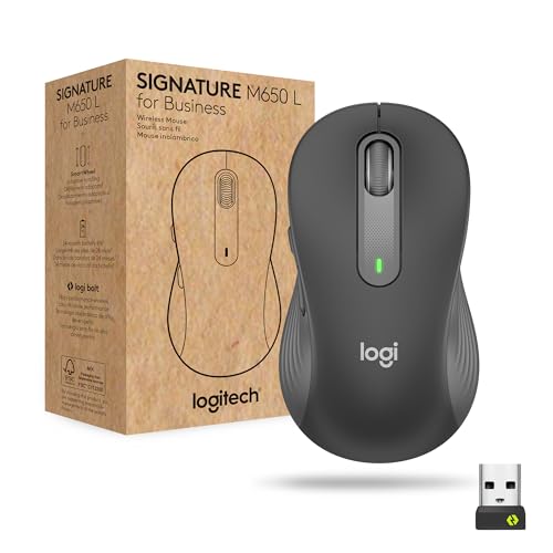 Logitech Signature M650 L for Business Mouse Ottico 4000DPI 5 Tasti Wireless/Bluetooth Grafite LOGITECH
