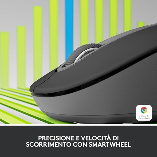 Logitech Signature M650 L Mouse Wireless Full Size - Per Mani Grandi, 2 Anni di Durata Batteria, Clic Silenziosi, Tasti Laterali Personalizzabili, Bluetooth, Compatibilità Multidispositivo. Colore Grafite LOGITECH