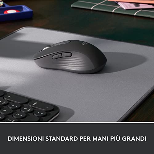 Logitech Signature M650 L Mouse Wireless Full Size - Per Mani Grandi, 2 Anni di Durata Batteria, Clic Silenziosi, Tasti Laterali Personalizzabili, Bluetooth, Compatibilità Multidispositivo. Colore Grafite LOGITECH