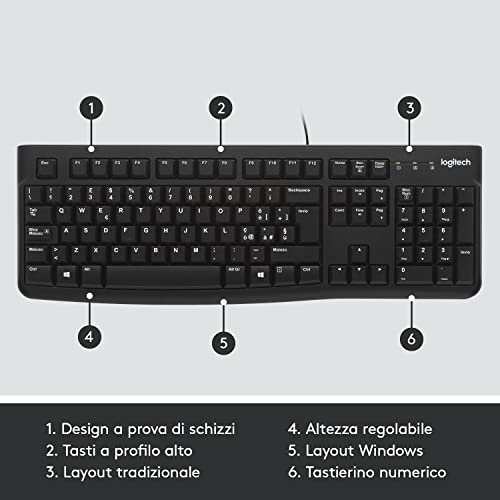 Tastiera USB Logitech K120 Nera Layout Italiano GameSIDE&Tech