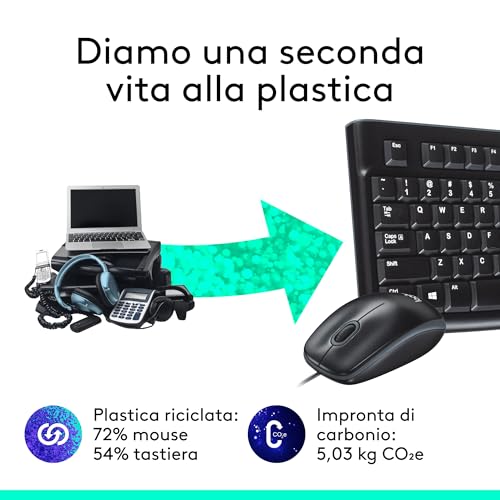 Kit Tastiera Mouse USB Logitech MK120 Nero Layout Italiano GameSIDE&Tech