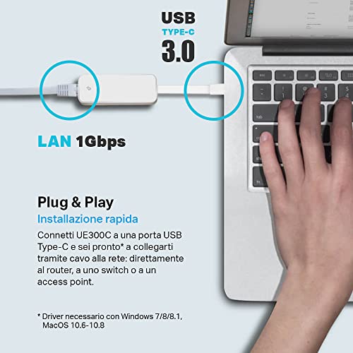 Adattatore Di Rete Da USB 3.0 Type C a Gigabit Ethernet RJ45 TP-Link UE300C GameSIDE&Tech
