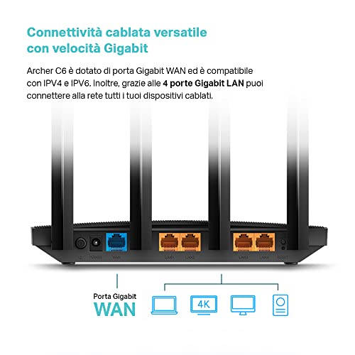TP-Link Archer C6 Router Wi-Fi 5 Gigabit Ethernet Dual-band Nero TP-LINK