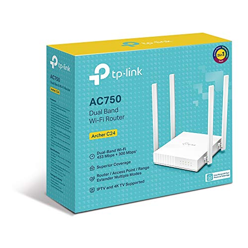 Router Tp-Link Archer C24-AC750 Dual Band Wi-Fi Router, 300 Mbps at 2.4 GHz +433 Mbps 5 GHz-1×10/100M WAN Port,4×10/100M LAN P. - Disponibile in 2-4 giorni lavorativi TP-LINK