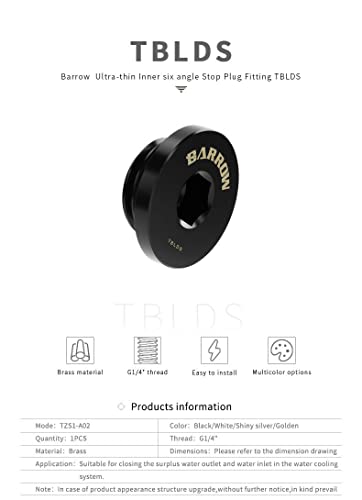 Barrow TBLDS Ultra Thin Tappo Plug Thread G1/4 Nero - Disponibile in 2-4 giorni lavorativi Barrow
