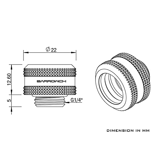 Barrow FBYKN-T14 V1 Connettore Fitting Dritto Tubo Rigido 14mm Nero Barrow