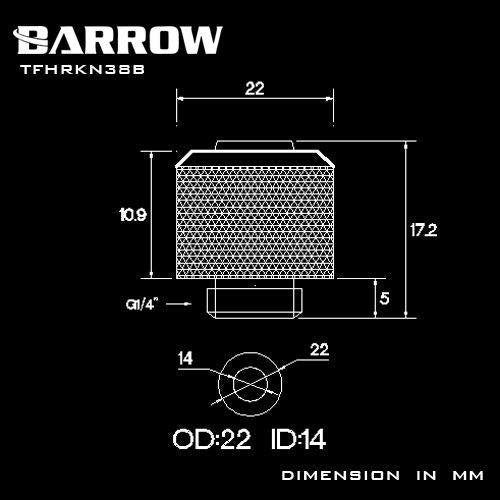 Barrow TFHRKN38B Connettore Compression Dritto G1/4 Tubo Morbido 9.5/12.7mm Bianco - Disponibile in 2-4 giorni lavorativi Barrow