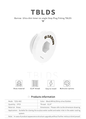 Barrow TBLDS Ultra Thin Tappo Plug Thread G1/4 Bianco - Disponibile in 2-4 giorni lavorativi Barrow