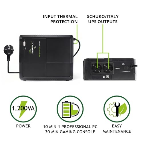 UPS TECNOWARE ERA PLUS ACTIVE 1200 1.200VA/840W Tecn LineInteractive con stabiliz comp con PFC Attivo PseudosinFGCERAPLAT1202SCH - Disponibile in 2-4 giorni lavorativi TECNOWARE