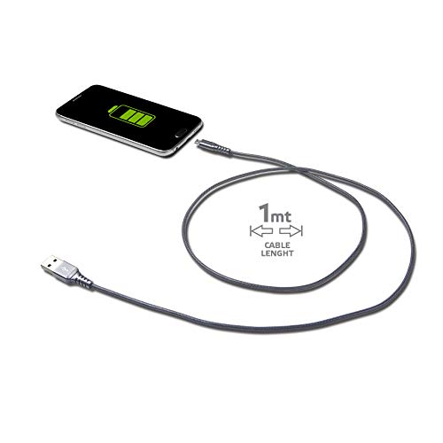 Celly Nylon Cavo USB2.0 to MicroUSB 1m Silver - Disponibile in 2-4 giorni lavorativi Celly