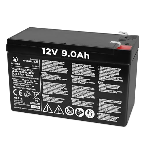 BATTERIA ATLANTIS A03-BAT12-9.0A per gruppi di continuità/antifurti/varie 12V 9.0 Ah. confezionata in scatola singola - Disponibile in 2-4 giorni lavorativi ATLANTIS